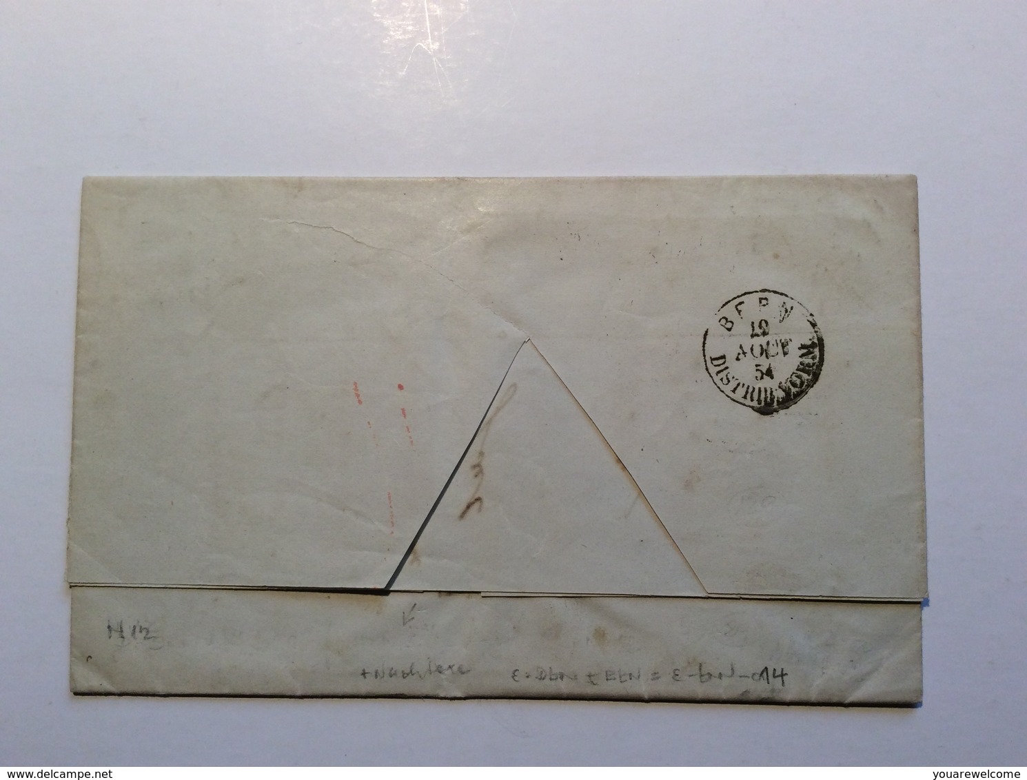 BASEL 1854 15 Rp Rayon III Auf NACHPORTO Brief > Bern (Schweiz Suisse Switzerland Lettre Cover ZNr 20 Postage Due - 1843-1852 Timbres Cantonaux Et  Fédéraux