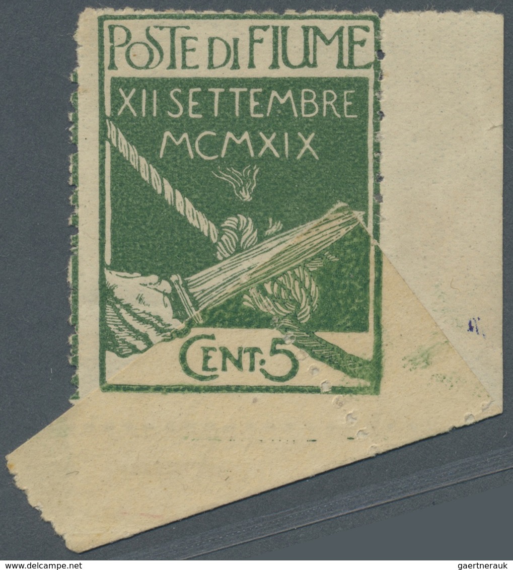 * Fiume - Militärpostmarken: 1920, Militäpostmarke 5 Cent. Grün Vom Bogenrand Mit Spektakulärem Bogenu - Fiume