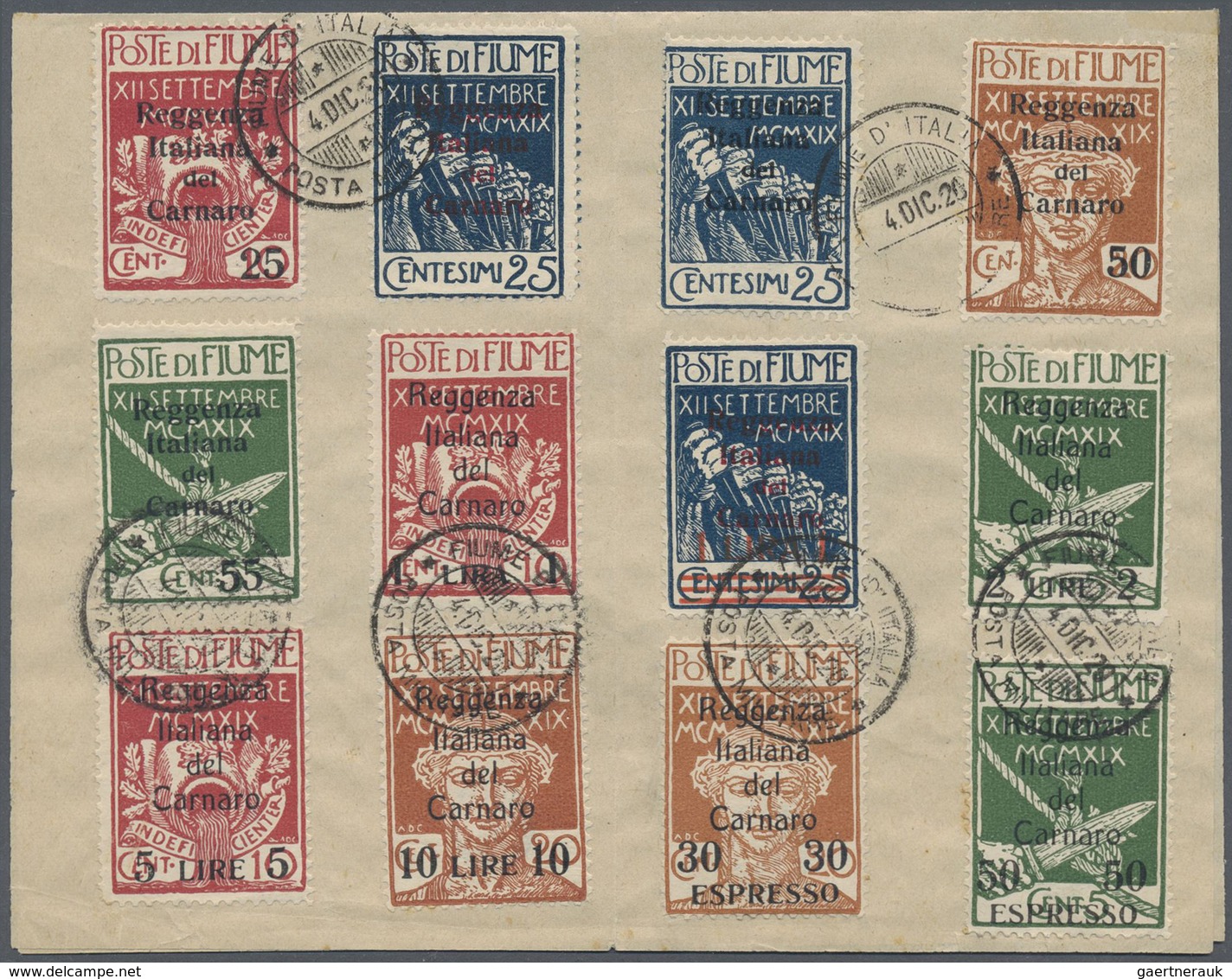 Br Fiume - Besetzung Der Carnaro-Inseln: 1920, Military Stamps Of Fiume With Black Or Red Opt. 'Reggenz - Fiume