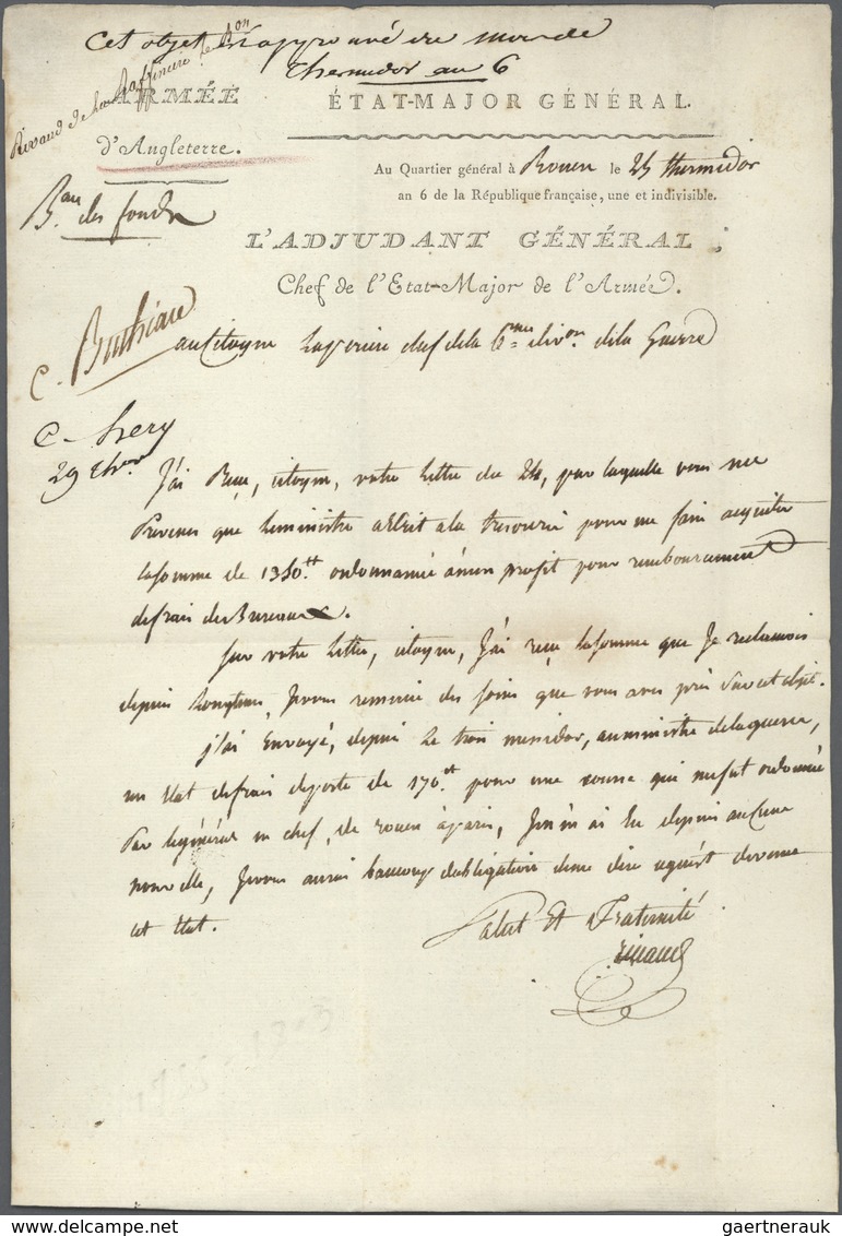 Br Frankreich - Vorphilatelie: 1795, Complete Entire Envelope With Cachet + Inside Imprint "Etat Major - 1792-1815: Départements Conquis