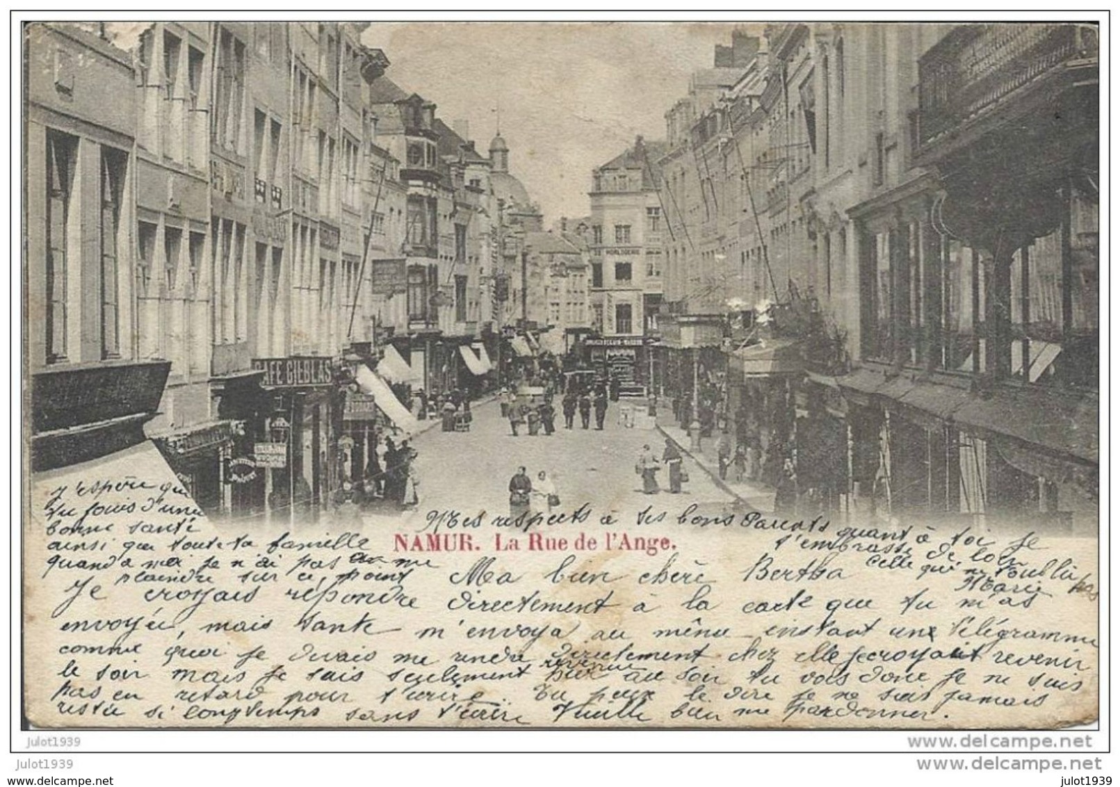 NAMUR ..-- La Rue De L ' Ange . 1902 De RHISNE Vers SOUVRET ( Melle Bertha THILMANS ) . Voir Verso . - Namur