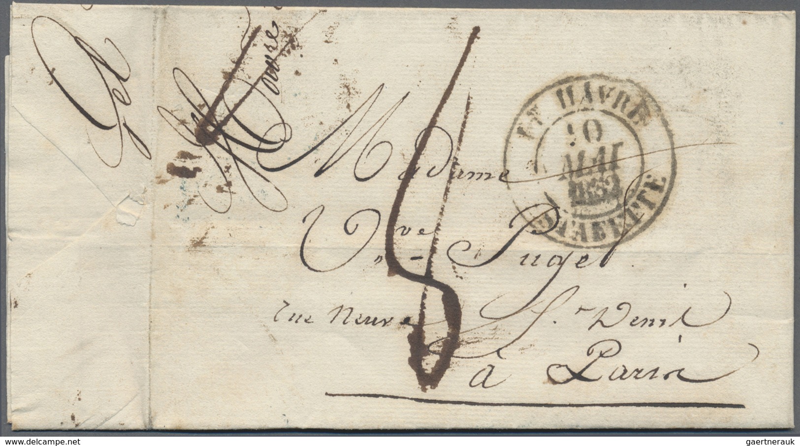 Br Frankreich - Vorphilatelie: 1832, Letter From Le Havre To Paris, Cancelled "Le Havre 10 Mai 1832 EST - 1792-1815: Départements Conquis