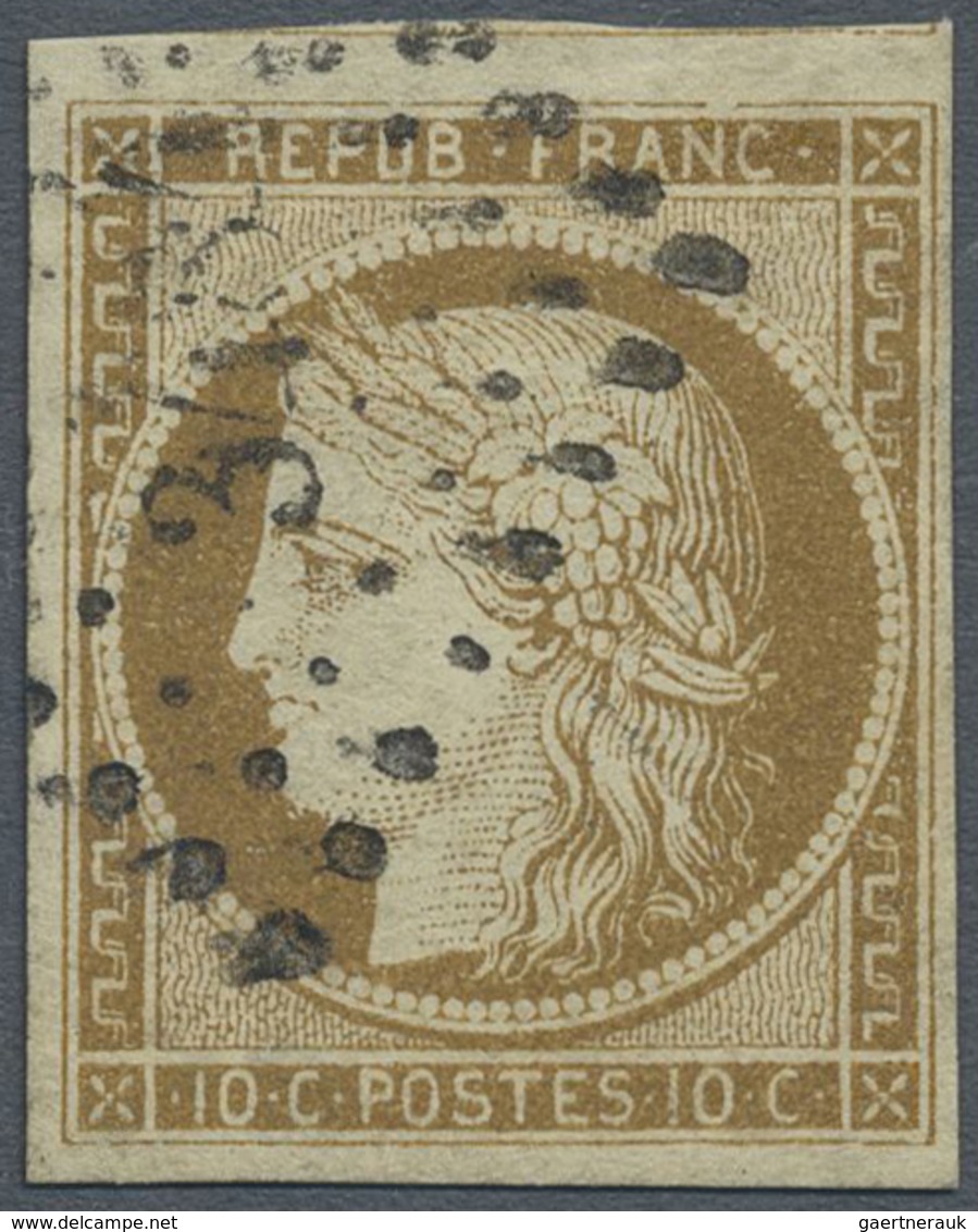 O Frankreich: 1850, 10 C. Yellow-brown, Good To Wide Margins All Around, Used, Very Fine, Signed. (Yve - Gebruikt