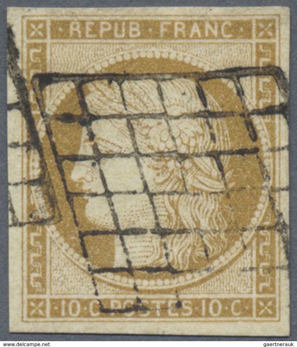 O Frankreich: 1850, 10 C. Yellow-brown, Good To Wide Margins All Around, Used, Very Fine, Signed Pfenn - Gebruikt