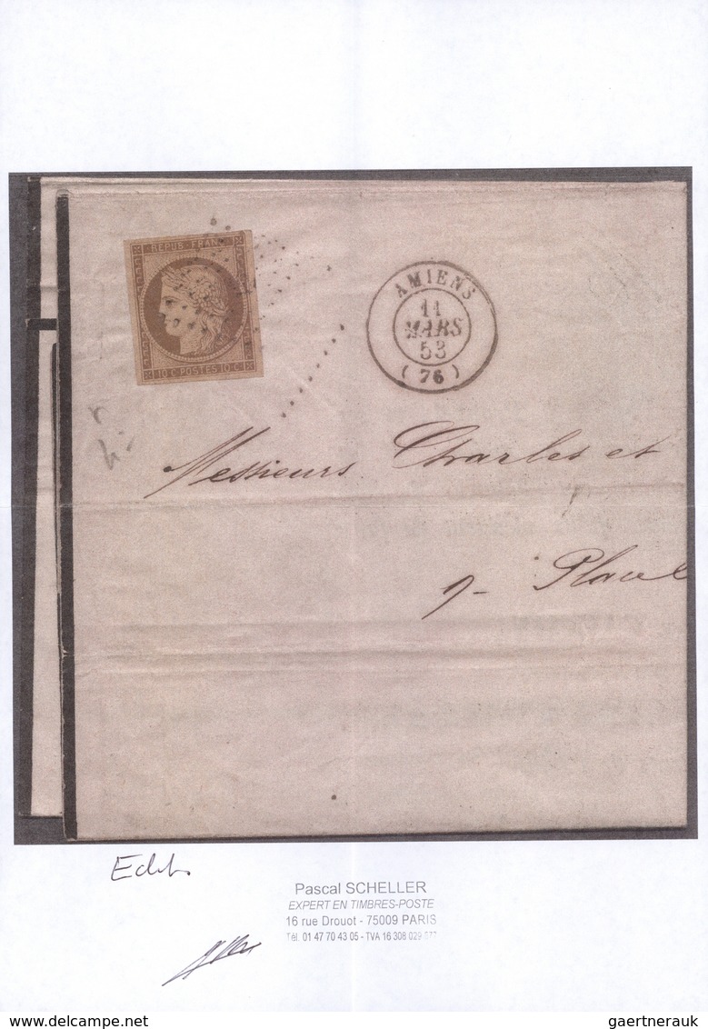 Br Frankreich: 1849, Ceres 10 C Yellow-brown Tied By Diamont-dots On Mourning Printed-matter Sent From - Oblitérés