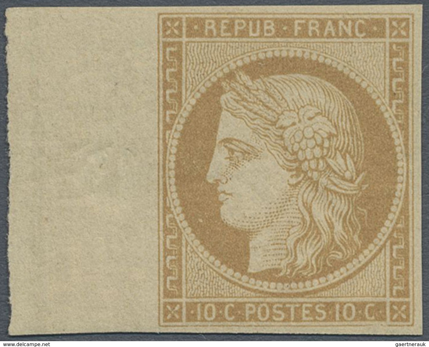 ** Frankreich: 1862, 10 C Light Yellow Brown, Reprint For Sir Rowland Hill, Single Stamp From The Left - Gebruikt