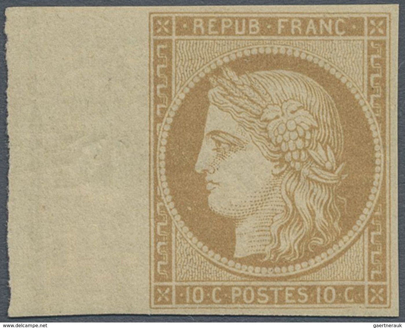 ** Frankreich: 1862, 10 C Light Yellow Brown, Reprint For Sir Rowland Hill, Single Stamp From The Left - Oblitérés