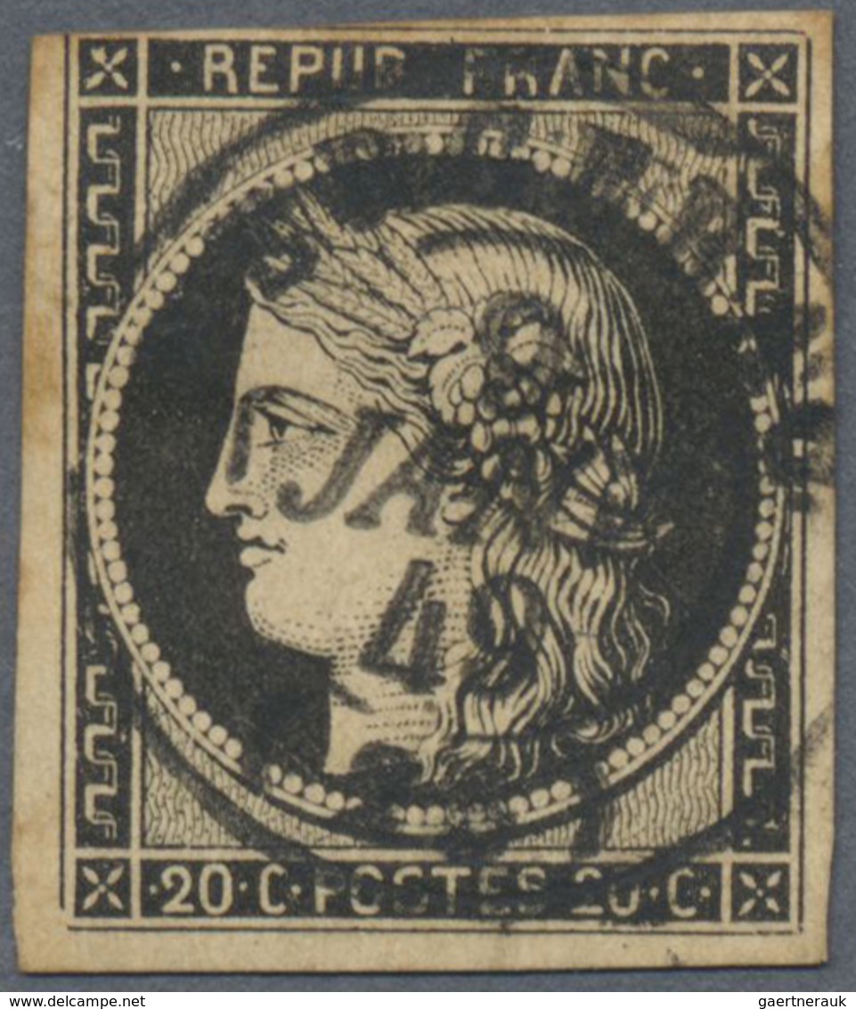 O Frankreich: 1849, 20c. Black On Yellow, Fresh Colour, Touched A Top Otherwise Full Margins, Toned An - Gebruikt