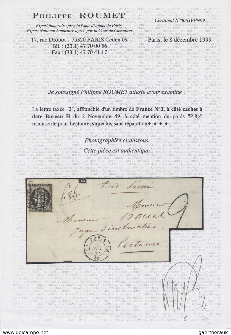 Br Frankreich: 1849, 20c. Black, Fresh Colour, Full To Large Margins With Parts Of Upper Adjoining Stam - Oblitérés