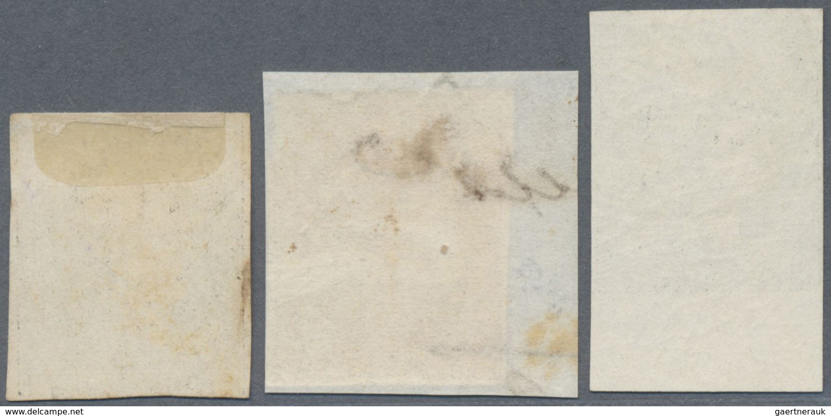 O/Brfst Frankreich: 1849, 20c. Black, Three Stamps In Different Shades Incl. A Bottom Marginal Copy. - Oblitérés