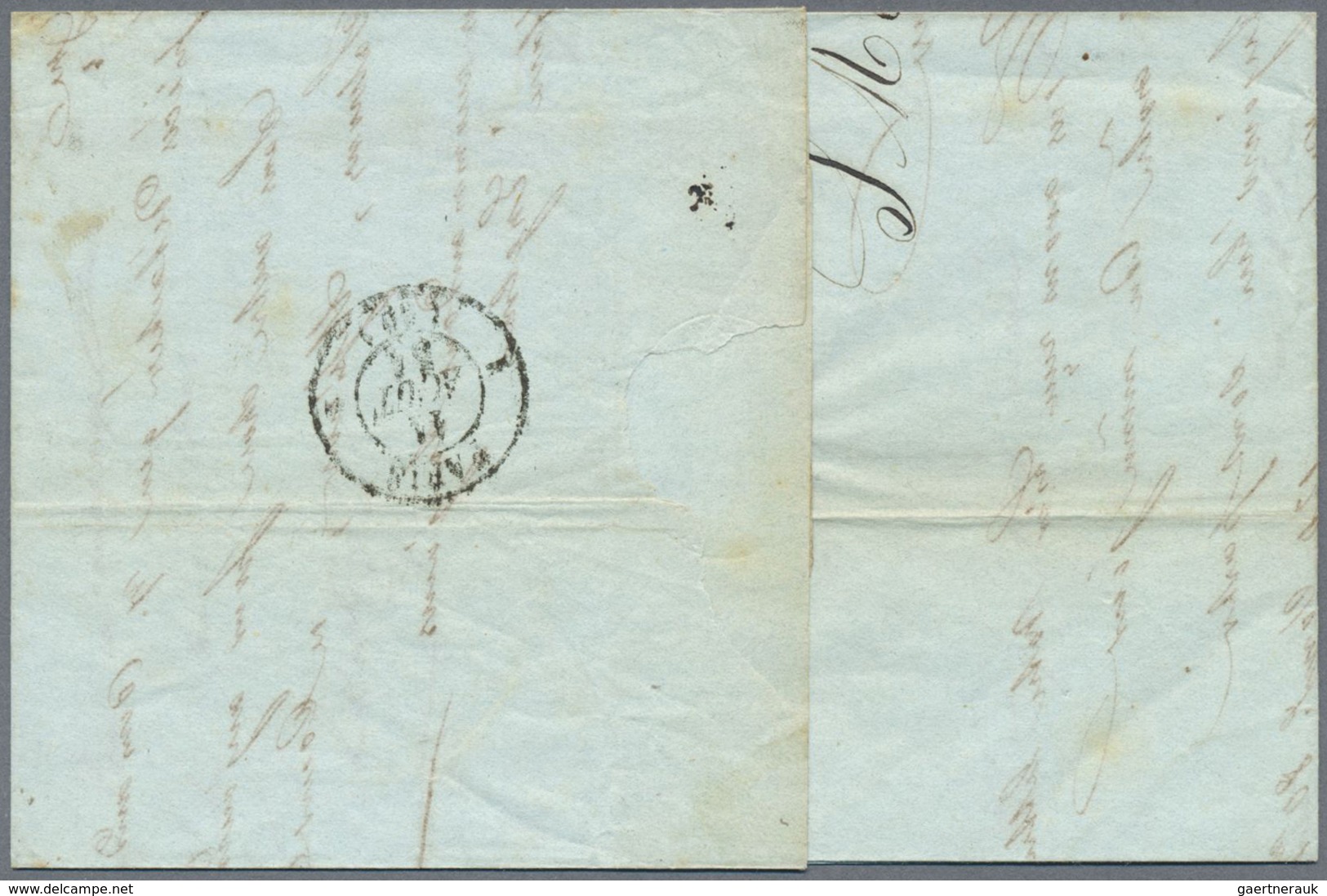 Br Frankreich: 1850, 25c. Blue, Two Lettersheets Bearing Single Franking Each (different Shades): 25c B - Gebruikt