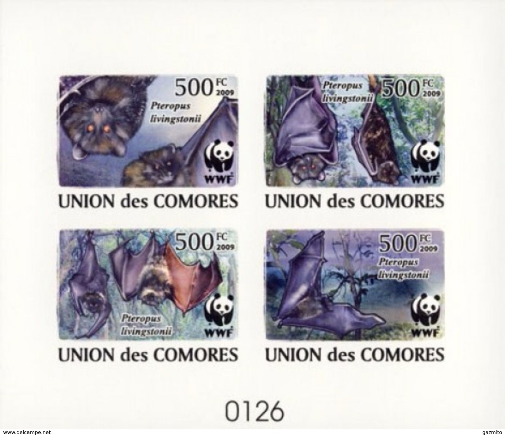 Comores 2009, WWF, Bats, BF IMPERFORATED - Unused Stamps