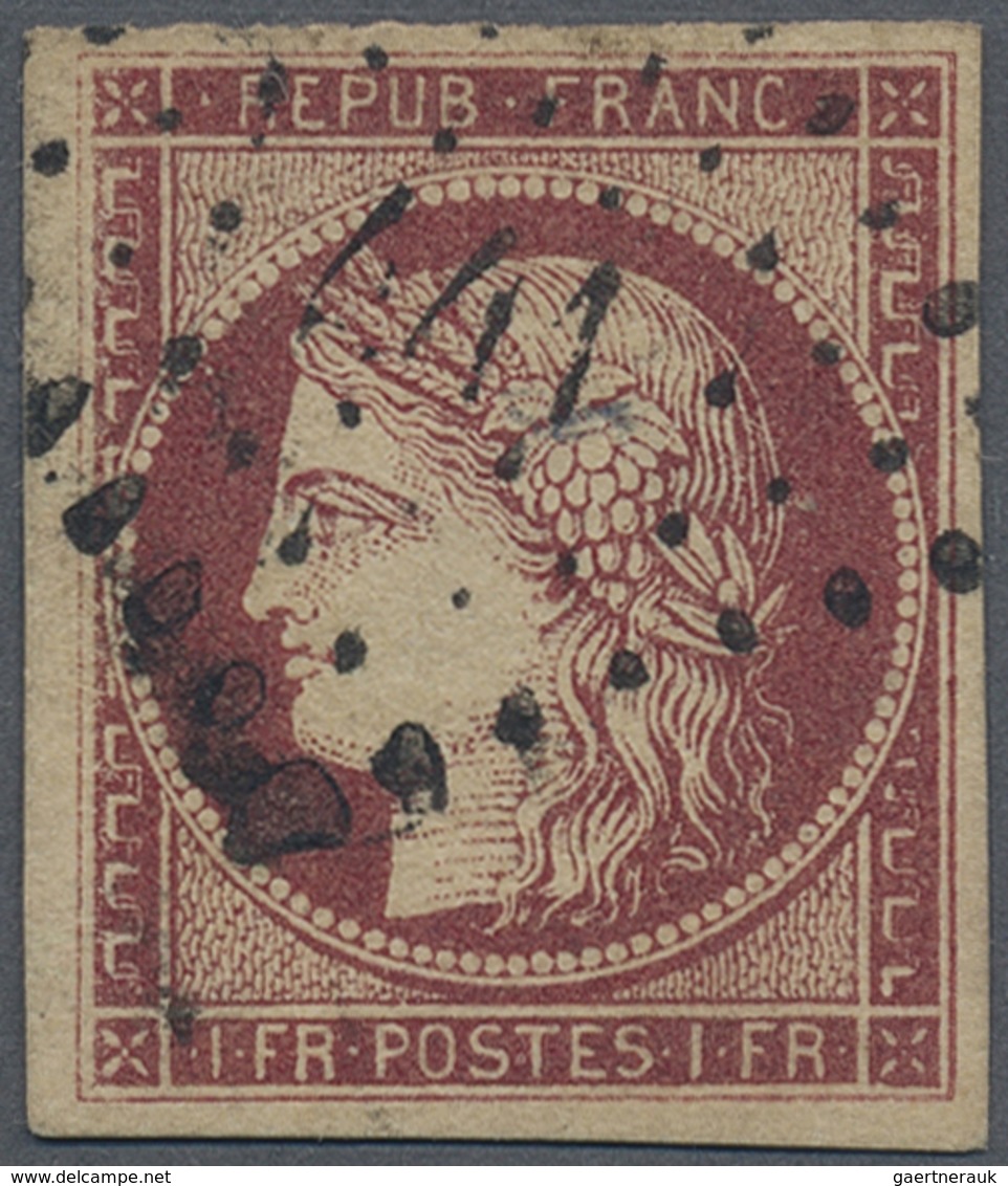 O Frankreich: 1850, Ceres 1 Fr. Carmine, Single Stamp Tied By PC „441”, Good Margins All Around. Miche - Oblitérés