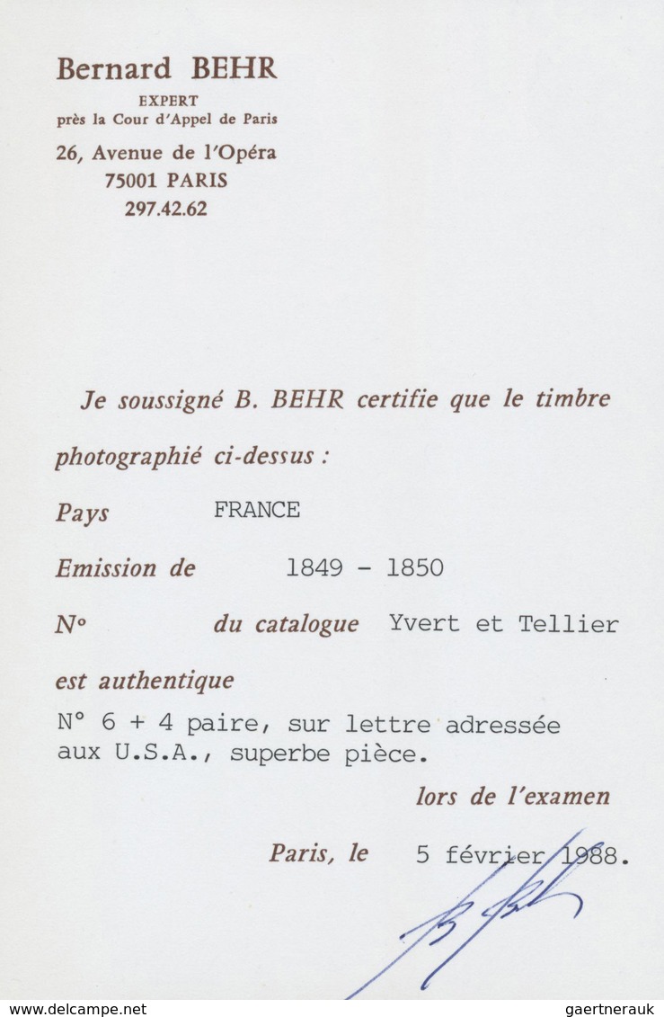 Br Frankreich: 1849, Ceres 1 Fr. Carmine (wide Margins All Around) And A Pair Of 25 C Blue (good/wide M - Oblitérés