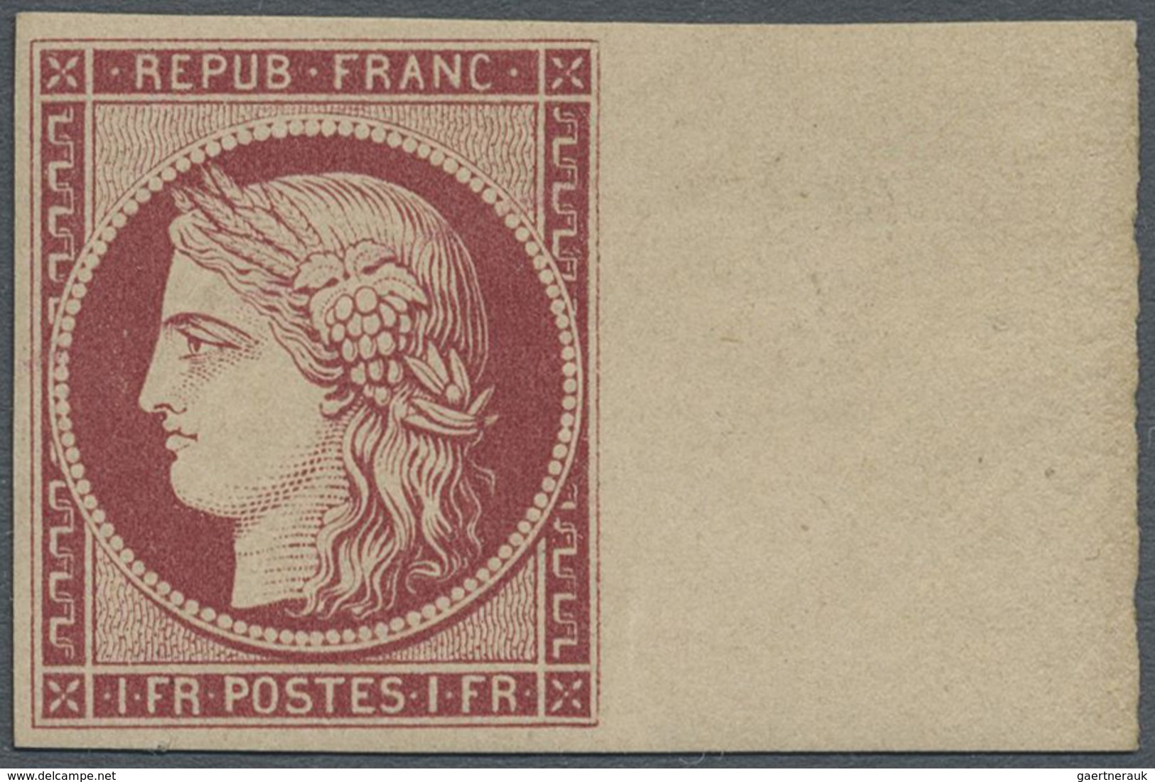 ** Frankreich: France, 1849, First Issue, 1f Pale Lake, 1862 RE-ISSUE. Superb Gem With Wide Margins And - Oblitérés