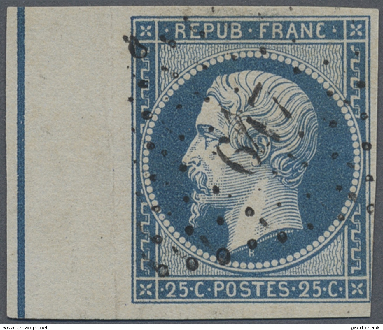 O Frankreich: 1852, Napoléon 25 C. Dark Blue Stamp With Framing Line Tied By PC „617” Good To Wide Mar - Gebruikt