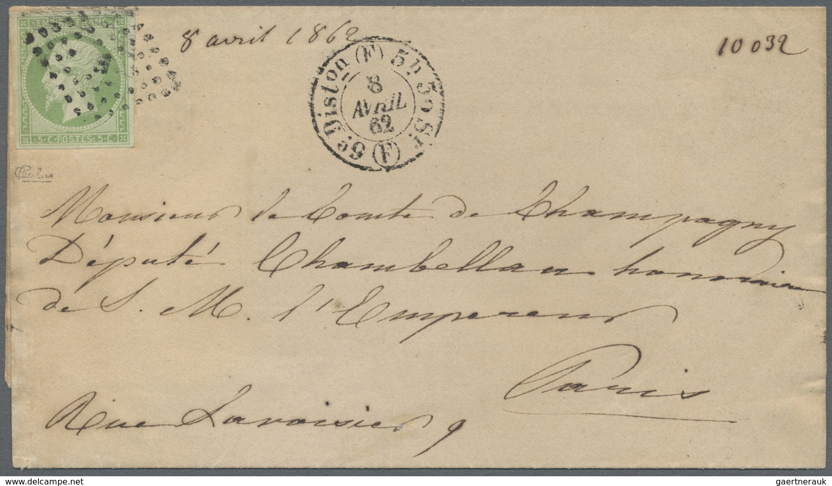 Br Frankreich: 1862, 5c. Green "Empire Nd", Single Franking On Local Lettersheet From Paris, Clearly Ob - Oblitérés