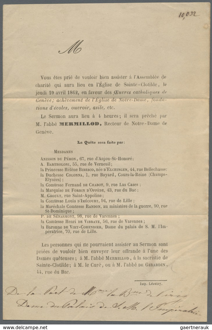 Br Frankreich: 1862, 5c. Green "Empire Nd", Single Franking On Local Lettersheet From Paris, Clearly Ob - Gebruikt