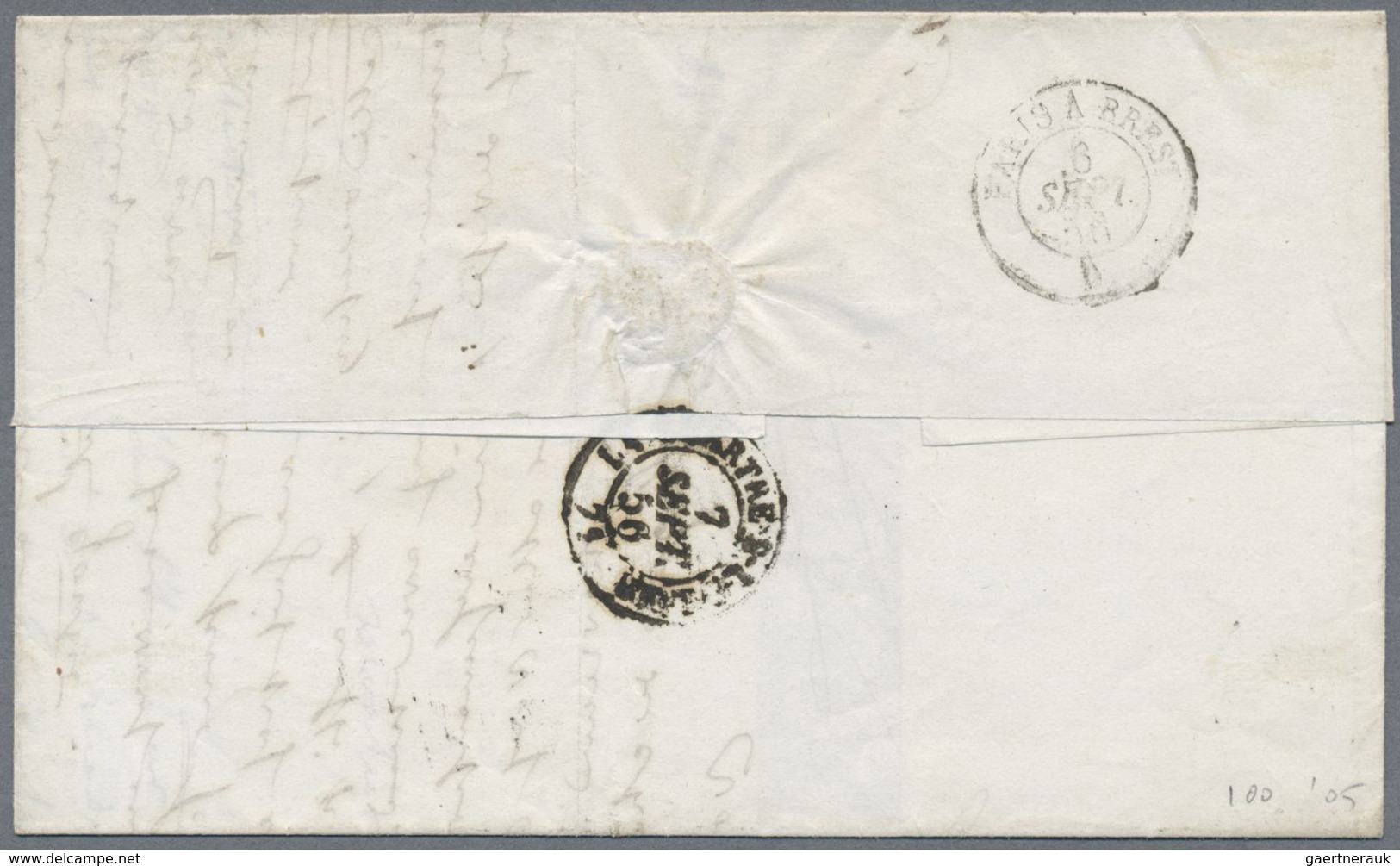 Br Frankreich: 1856/1861, "Empire Nd", Two Lettersheets From Paris: 10c. Orange Brown, Left Marginal Pa - Oblitérés