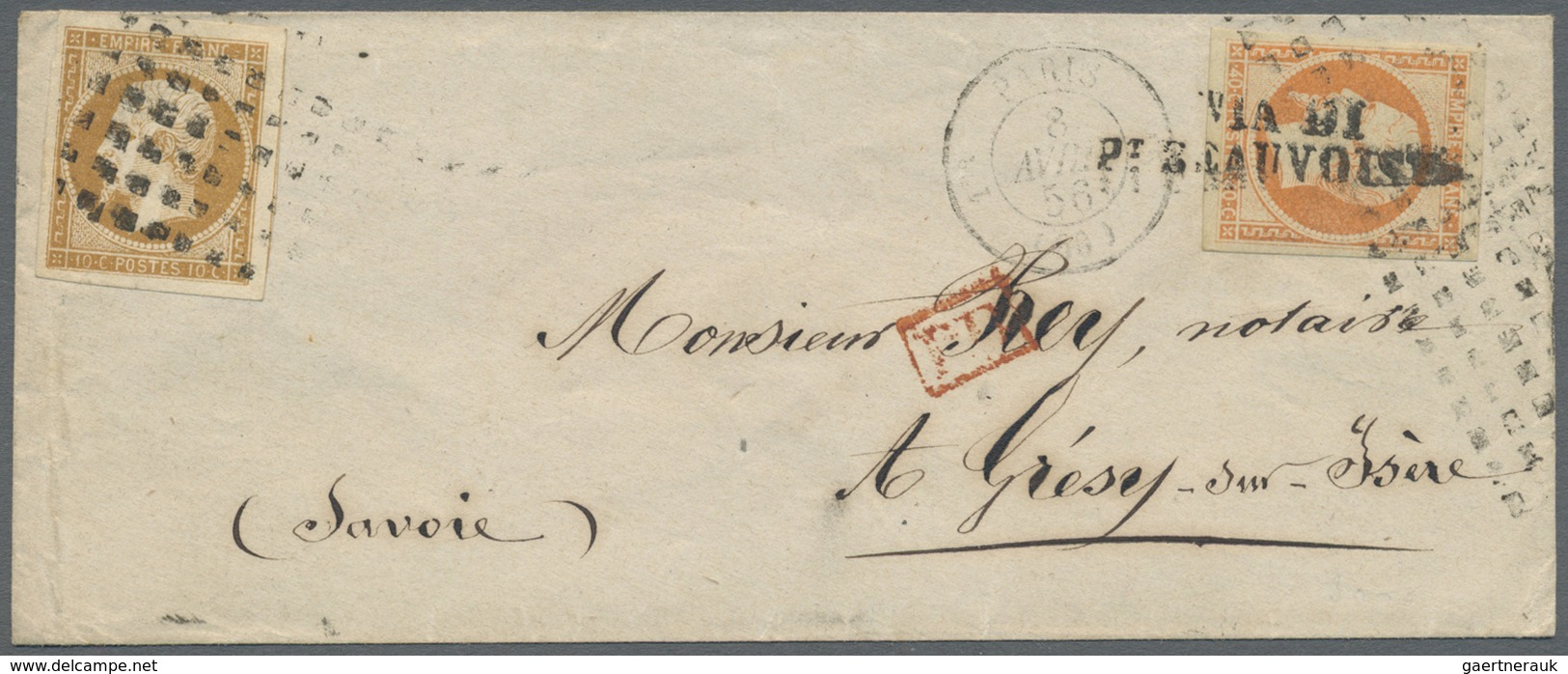 Br Frankreich: 1855/1856, Mail To Savoy (Kingdom Of Sardinia), Two Covers From Paris To Savoy Each Obli - Gebruikt