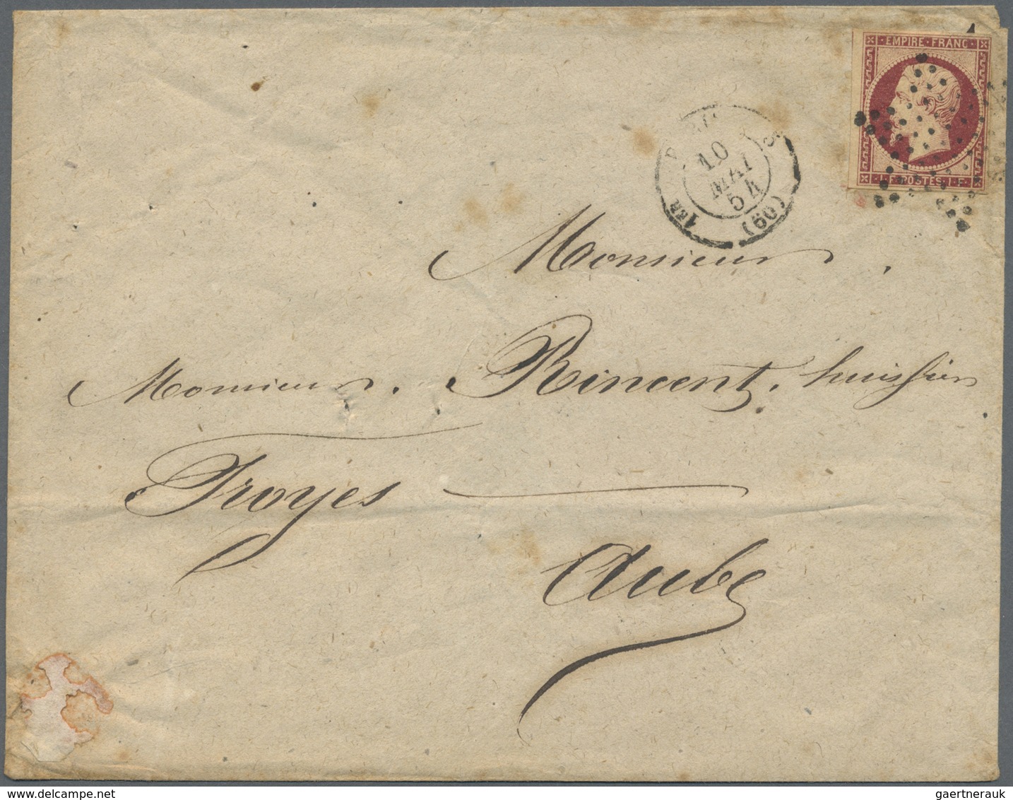 Br Frankreich: 1854, 1fr. Napoleon, Deep Colour, Close To Huge Margins With Parts Of Left Adjoining Sta - Gebruikt