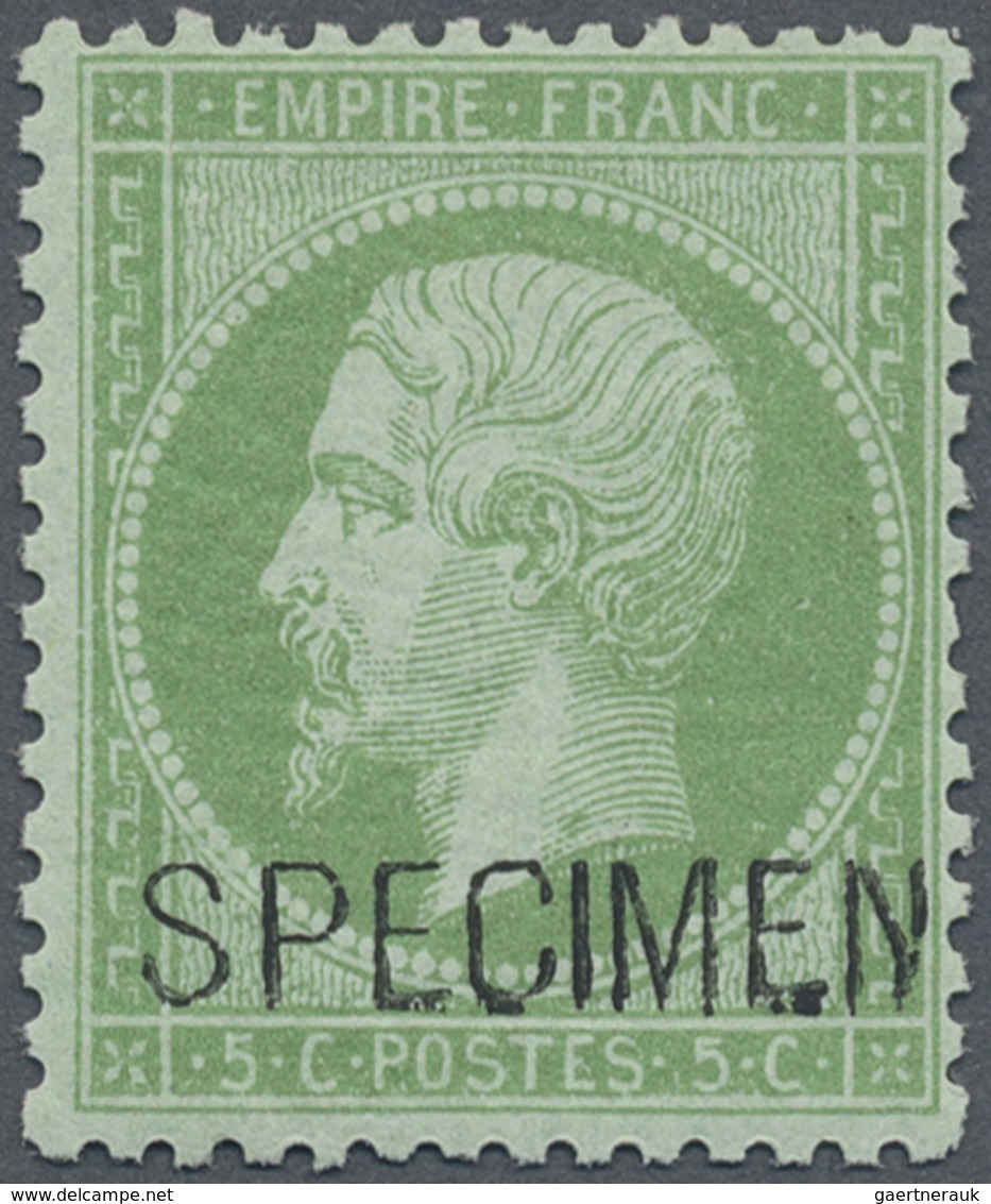 * Frankreich: 1862, Napoléon 5 C. Green, Overprint "SPECIMEN" Unused Hinged. Certificate Renon "Authen - Oblitérés