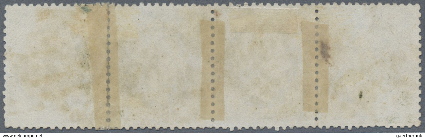 O Frankreich: 1862, 20c. Blue "Empire Dentele", Tête-bêche Pair Within A Strip Of Four (slightly Folde - Gebruikt