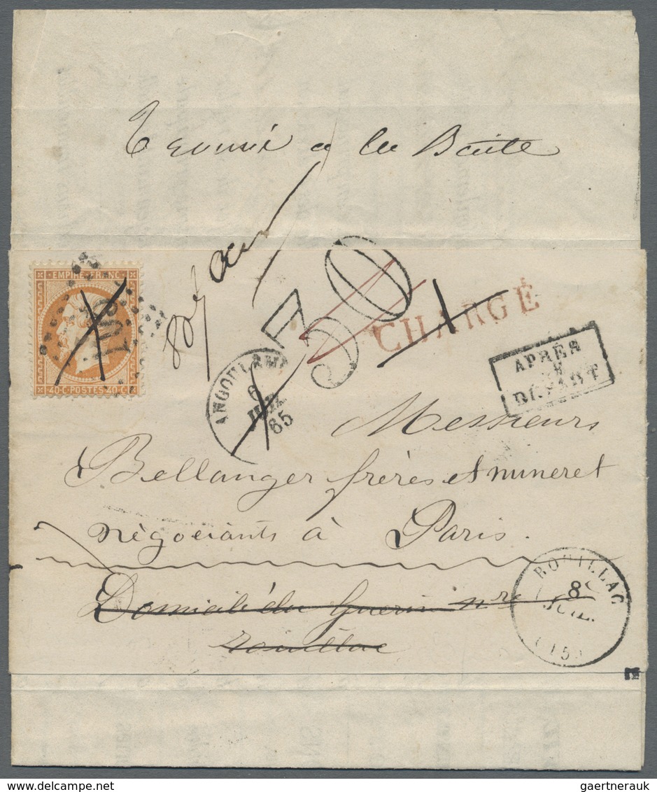 Br Frankreich: 1865, 40c. Orange "Empire Dt", Single Franking On Registered Wrapper, Oblit. By GC "105" - Oblitérés