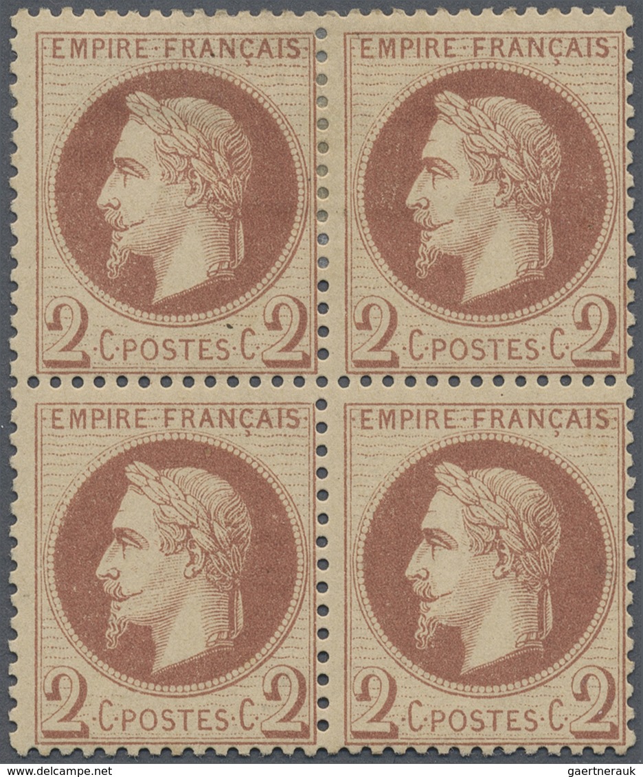 **/*/ Frankreich: 1862, 2 C. Napoleon Red/brown, Unused Block Of 4 With Original Gum. (Yvert No. 26) - Gebruikt