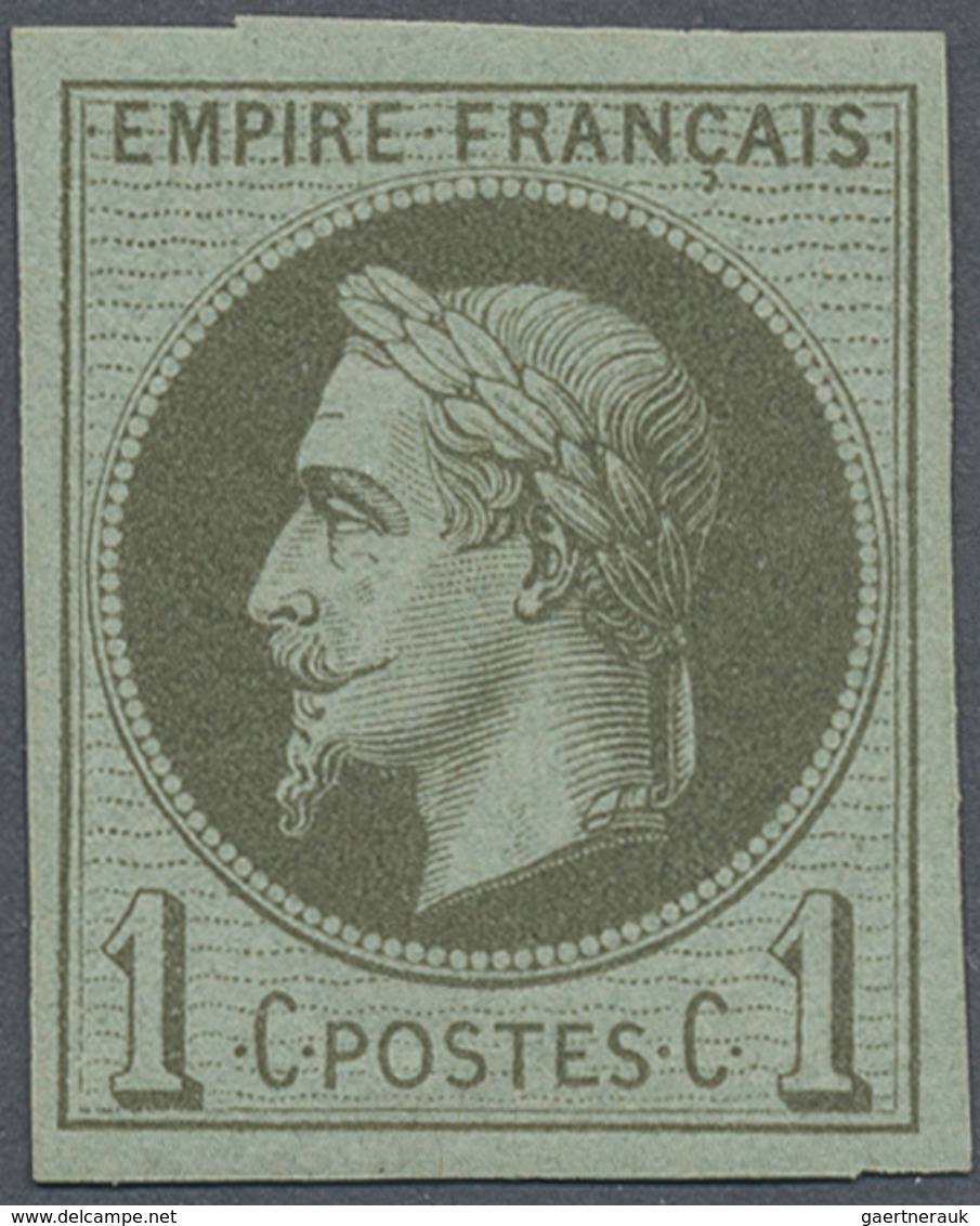 ** Frankreich: 1862, 1 C. Napoleon Greenish Bronze On Bluish, Mint Never Hinged Rothschild Issue, Certi - Oblitérés