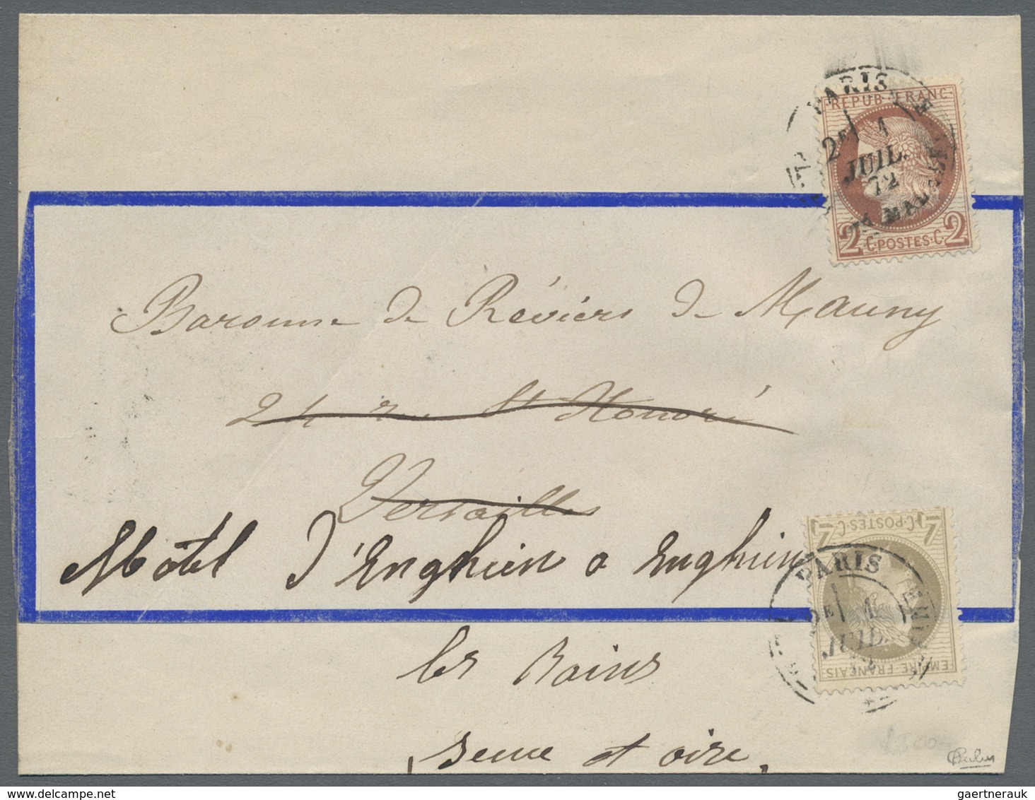 Br Frankreich: 1872, 4c. Grey "laure And 2c. Red-brown "Ceres", Attractive Franking On Quintruple Weigh - Gebruikt