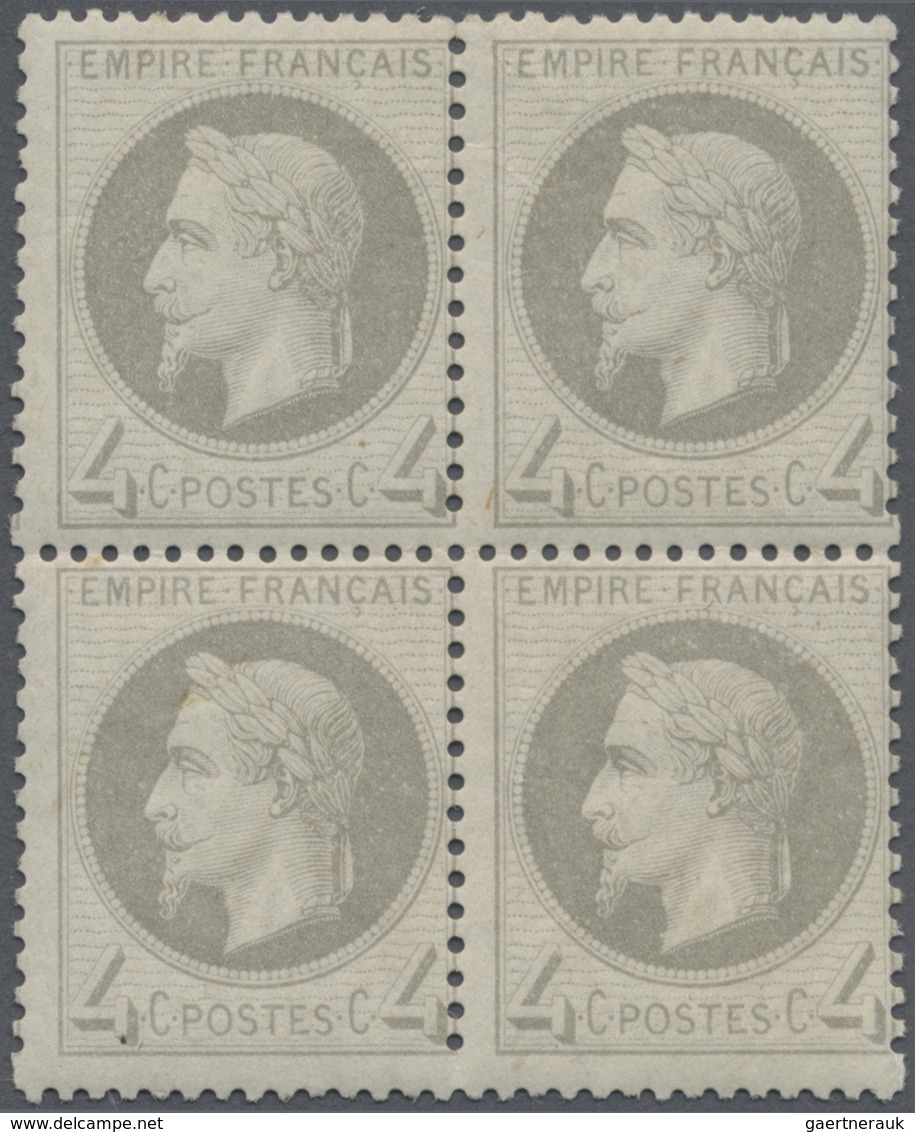 /** Frankreich: 1862-70 Napoléon 2 C. Grau Im Viererblock, Postfrisch Mit Originalgummi, Gut Gezähnt, Fa - Oblitérés