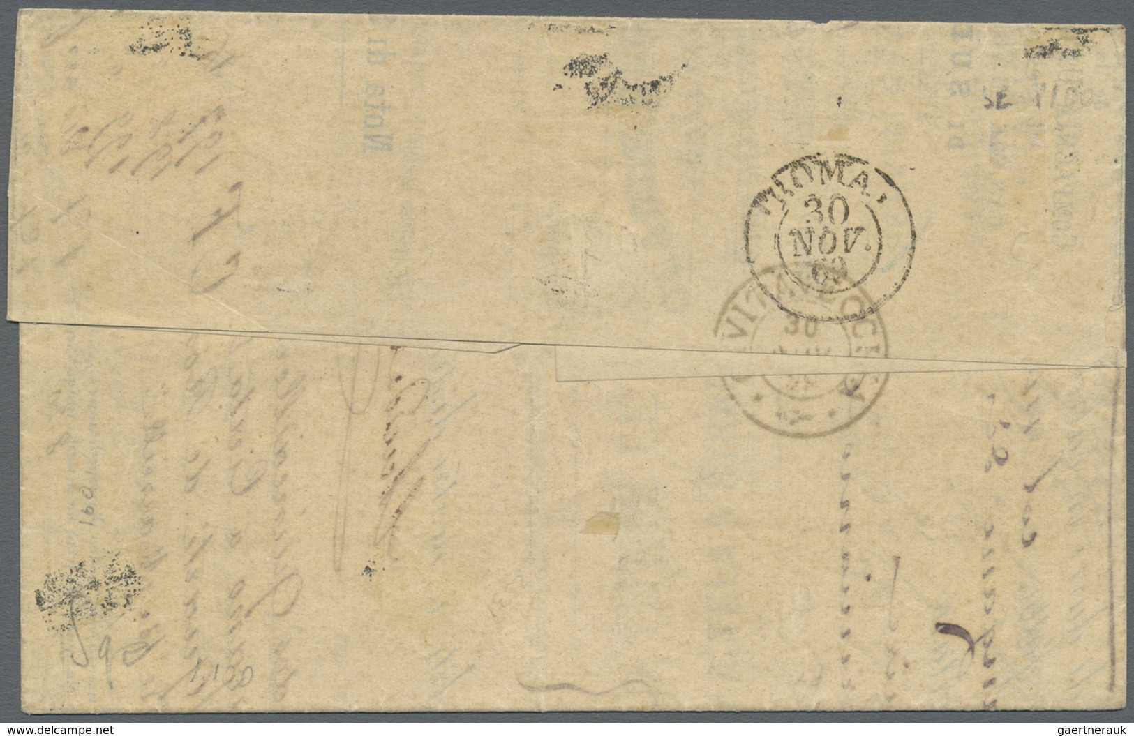 Br Frankreich: 1869, 20c. Blue And 30c. Brown "laure" On Lettersheet From Marseille Dated 29 Nov. To Ro - Oblitérés