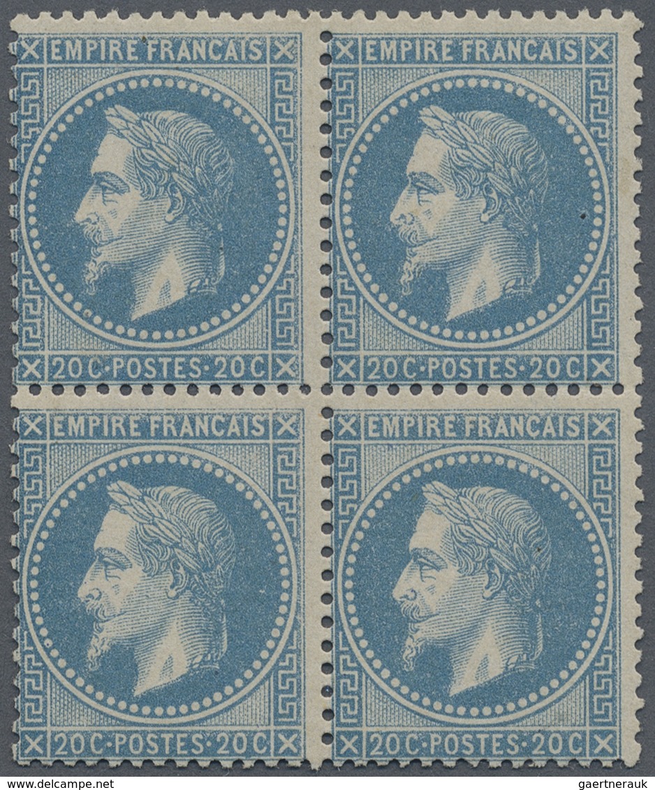 */ Frankreich: 1868, 20 C. Blue, Type II, As An Unusend Hinged Block Of 4. (Yveert No 29 B) - Gebruikt