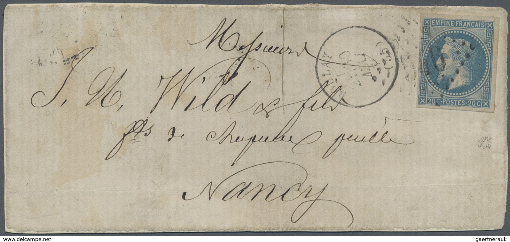 Br Frankreich: 1862 20c Napoleon "Lauré" VARIETY IMPERFORATED So Called "Lebaudy" Very Fine With Wide M - Oblitérés