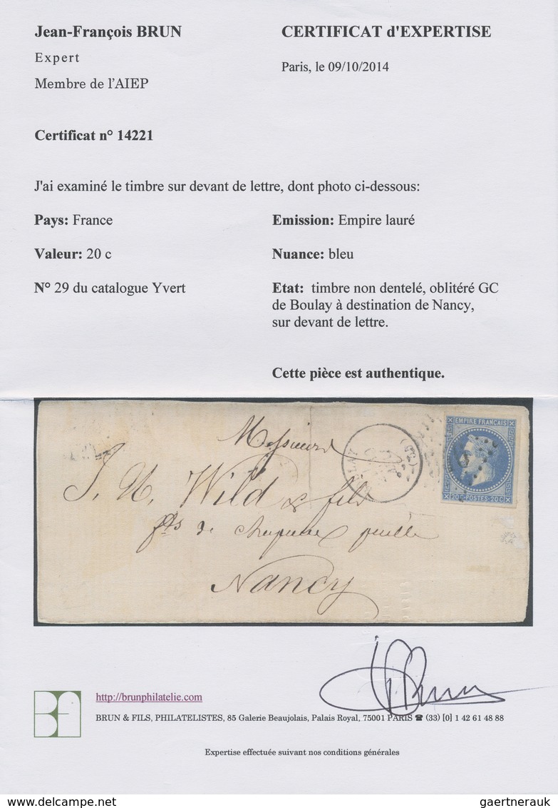 Br Frankreich: 1862 20c Napoleon "Lauré" VARIETY IMPERFORATED So Called "Lebaudy" Very Fine With Wide M - Gebruikt