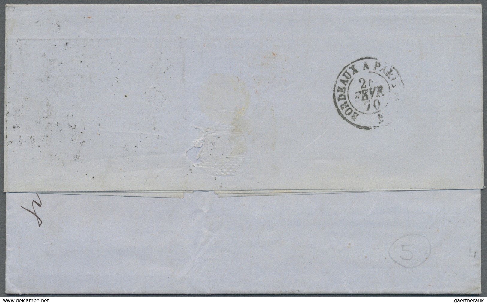 Br Frankreich: 1870, 30c. Brown "laure", Two Copies On PP Lettersheet From Bordeaux To New Orleans, Obl - Oblitérés