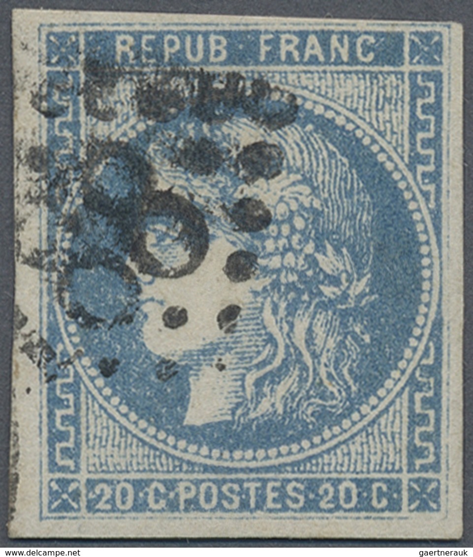 O Frankreich: 1870, 20 C. Ultramarine (outremer), Type III / Report I, Tied GC '...88', Singed Calves - Oblitérés