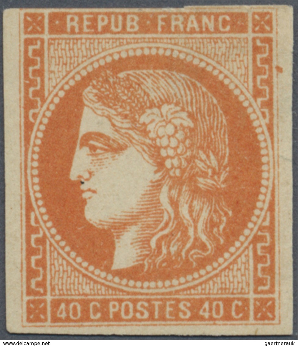 * Frankreich: 1870, 40 C. Orange "Bordeaux", Farbfrisch, Oben Berührt Sonst Vollrandig, Ungebraucht Mi - Gebruikt