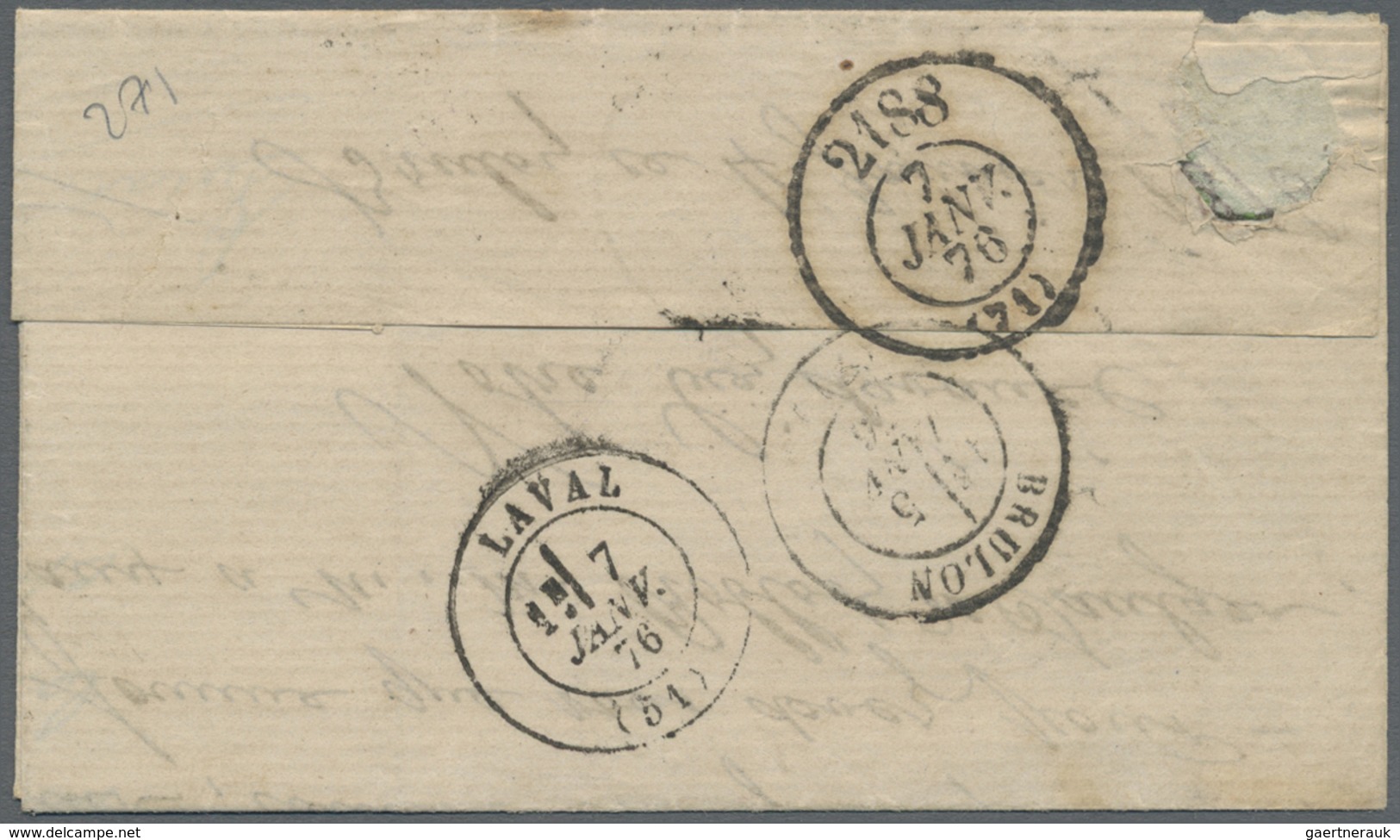 Br Frankreich: 1876, 15c. Bistre "large Cipher", Single Franking On Local Cover From Brulon, Clearly Ob - Oblitérés