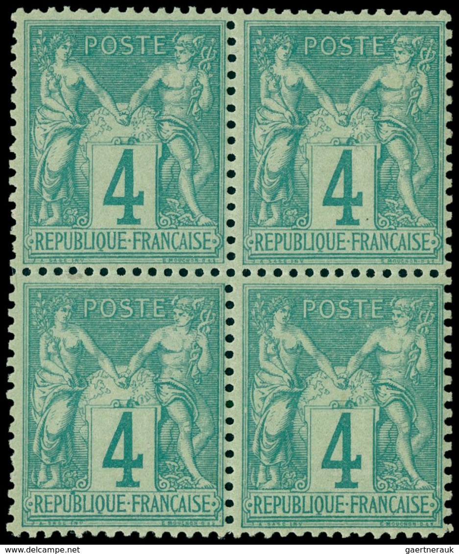 **/ Frankreich: Mi.Nr. 58, 4 C. Allegorie, Im Viererblock Postfrisch, Waag. In Der Zähnung Etwas Angetre - Oblitérés