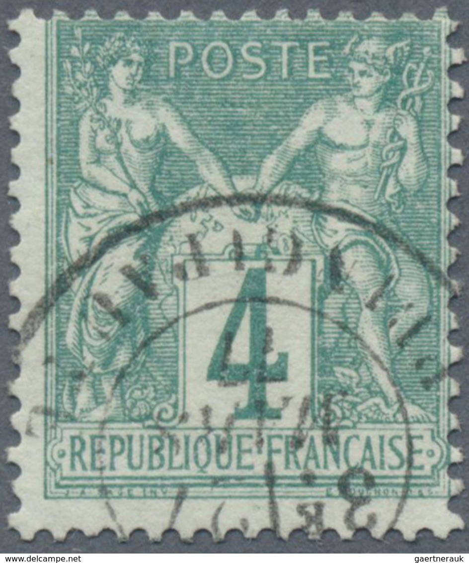 O Frankreich: 1876, 4 C. Green, Type I, Tied By Monegasque Local Stamp "MONACO PRINCIPATUTE". ÷ 1876, - Oblitérés