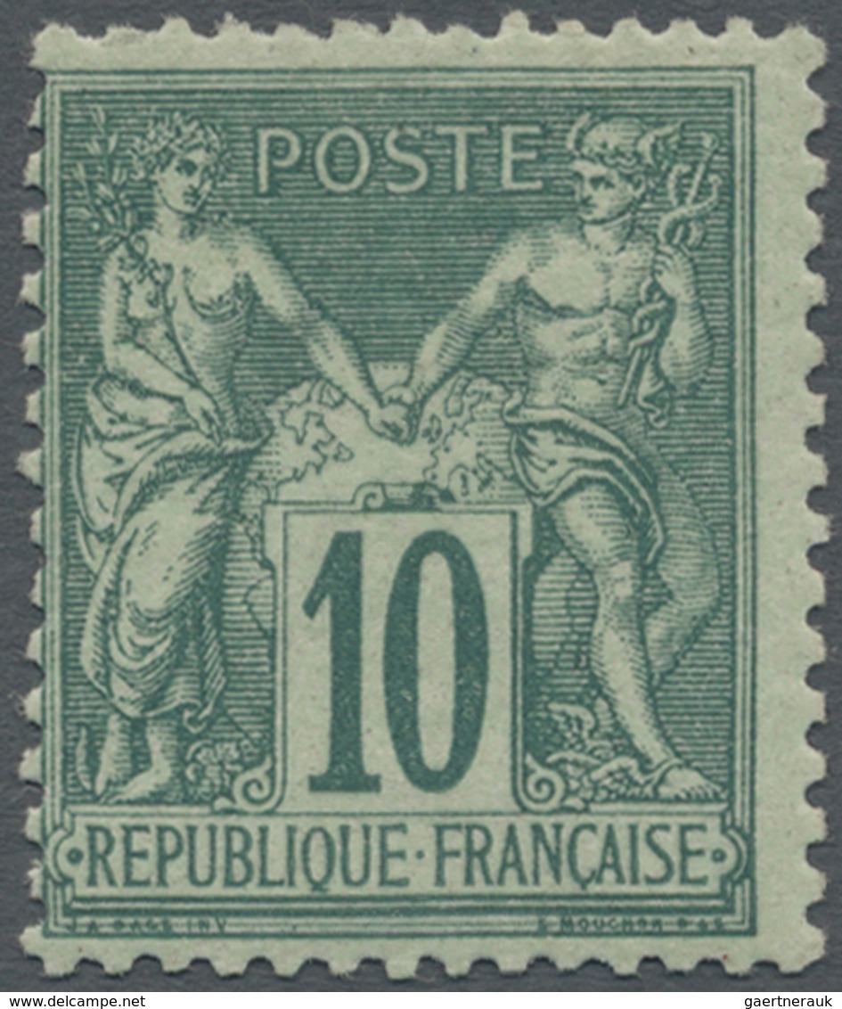 * Frankreich: 1876, Allegorie 10 C. Grün In Type II, Ungebraucht Mit Falzspur Und Mehrfach Sign. U.a. - Gebruikt