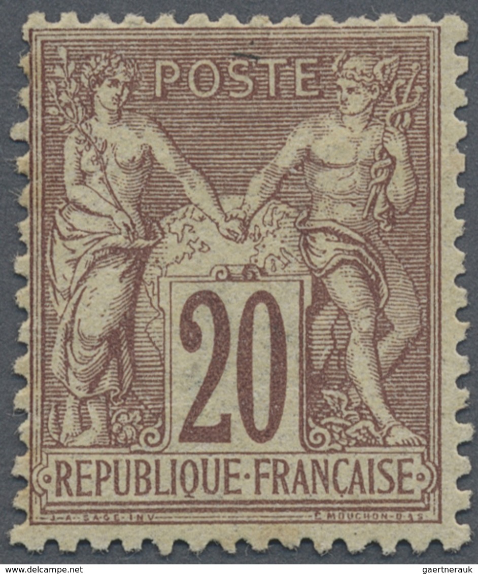 * Frankreich: 1876, 20 C. Allegory Lilac Brown Type I, Unused With Hinge And Usual Perforation. Little - Oblitérés