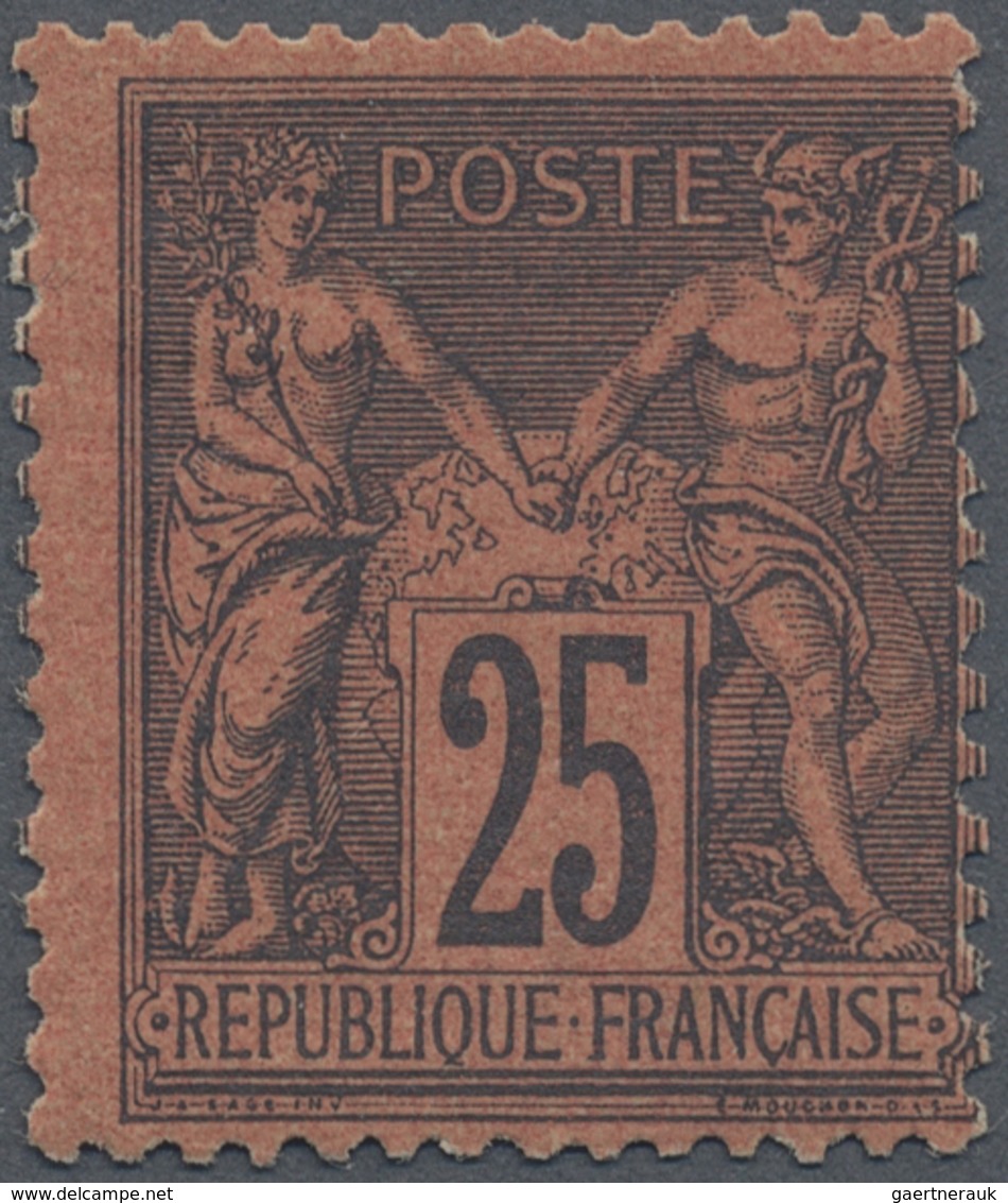 * Frankreich: 1878, 25 C. Allegory Black To Red Unused With Hinge And Normal Perforation, Sign. Brun. - Gebruikt