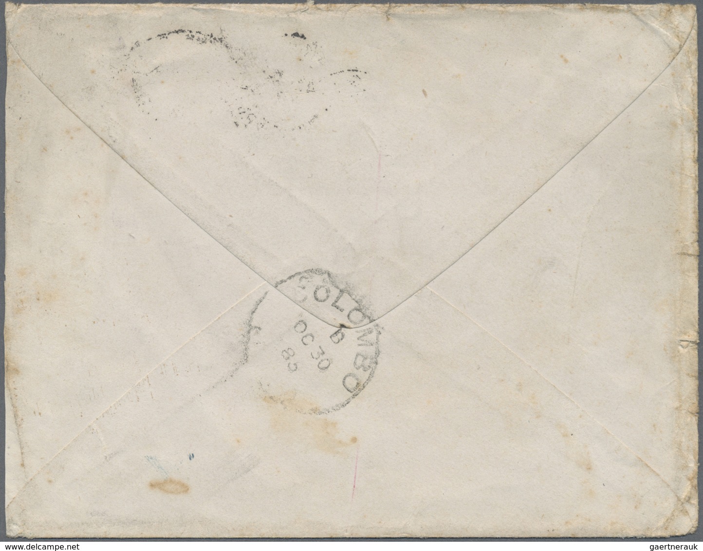 Br Frankreich: 1885. Envelope (tears And Creases) Addressed To 'Gaston Pinot, On French Messageries Mar - Gebruikt