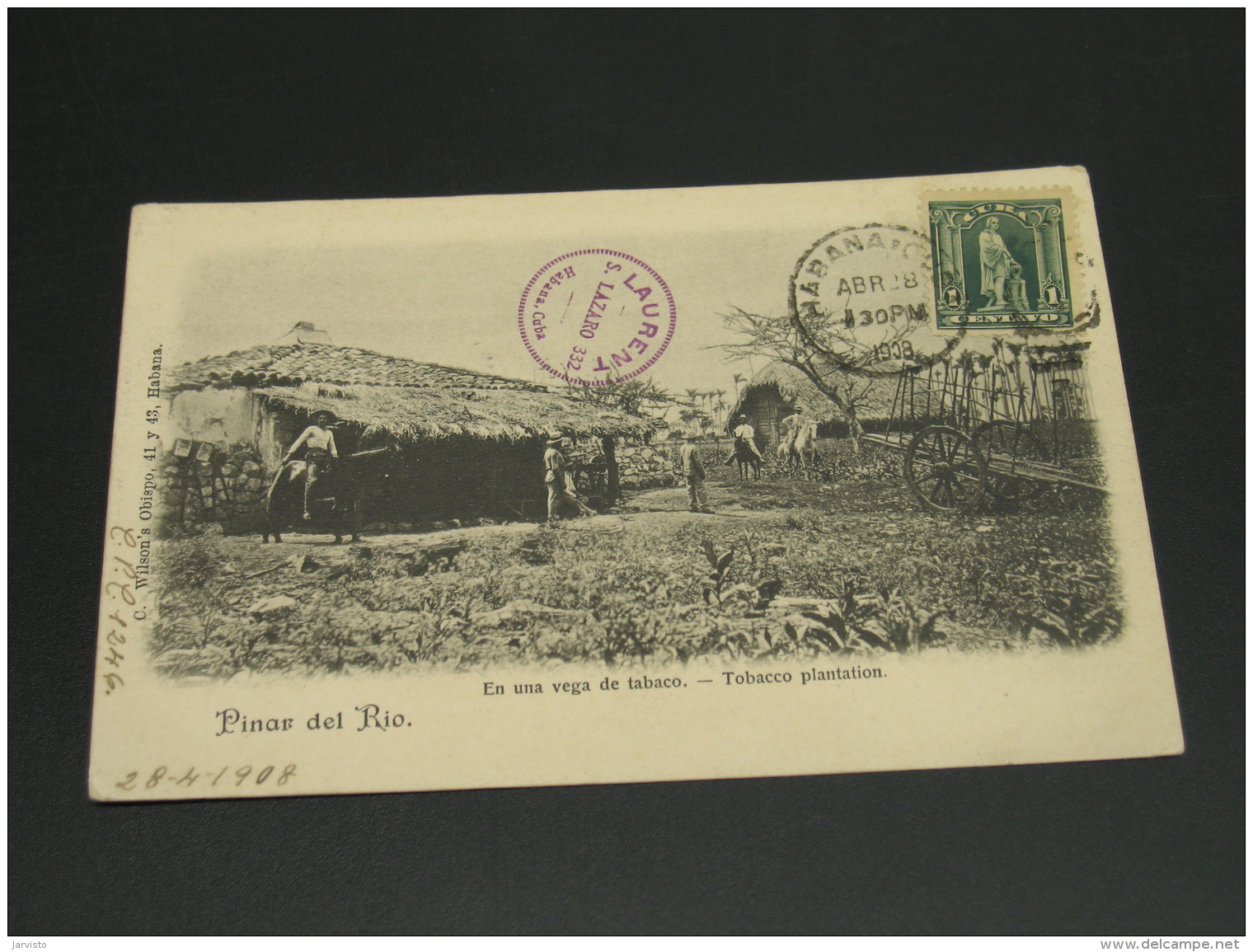 Cuba 1908 Tobacco Farm Picture Postcard To France *8844 - Covers & Documents