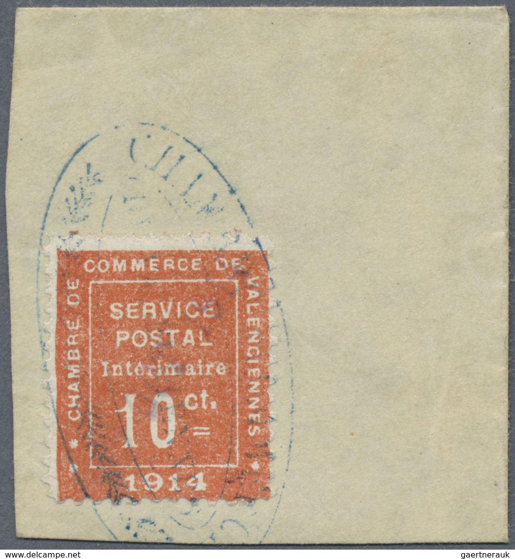 Brfst Frankreich: 1914, 10 C. Chamber Of Commerce Of Valenciennes On Superb Piece With Oval Stamp Of The C - Gebruikt