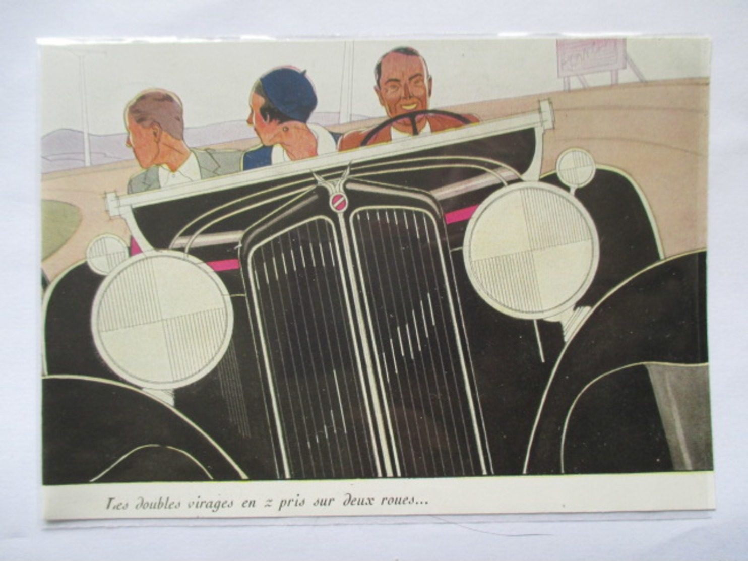 1931 - Automobile Art Deco  - Coupure De Presse Originale (Illustration Guy Sabran ) - Documents Historiques