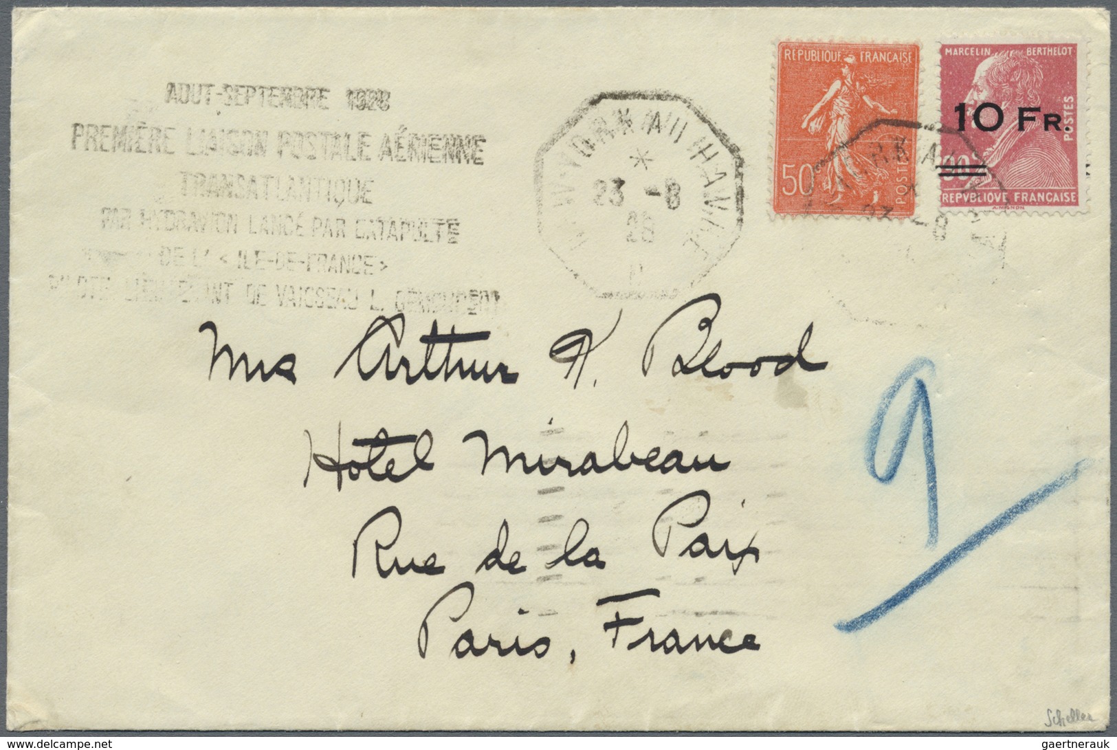 Br Frankreich: 1928, Flugpostmarke 'Ile De France' 10 Fr. Auf 90 C. Lilarosa, Taufrisches Luxusstück Un - Oblitérés